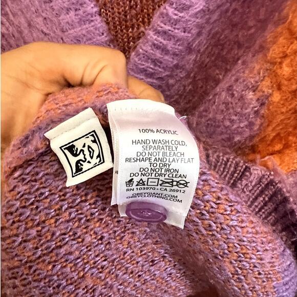 Obey | Men's Dexter Shaggy Knit Cardigan Sweater Purple Orange Grunge Size XL - Picture 6 of 9